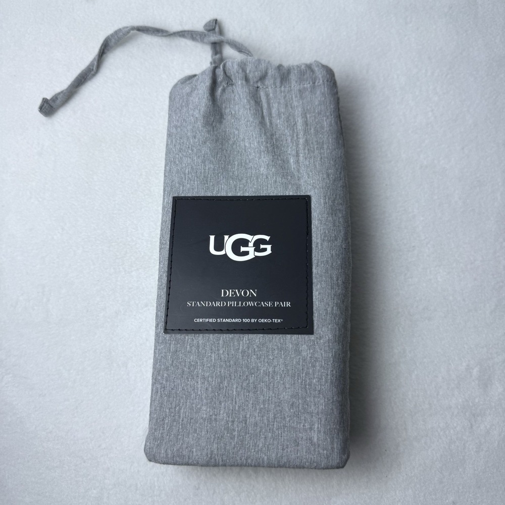 UGG Devon Standard Pillowcase Pair in Heathered Gray Set Of Two Pillow Cases